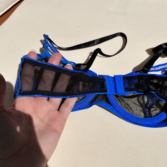 *Oh La La Cheri Black and Blue Mesh Bra - Picture 3 of 4